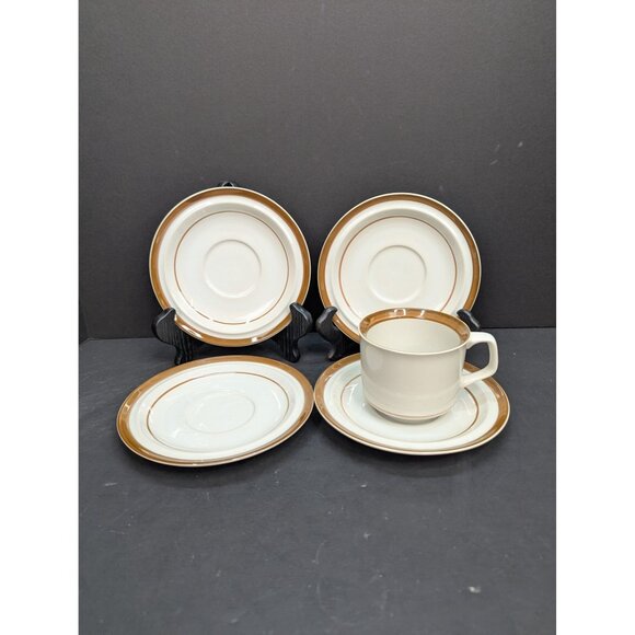 Brown Monterrey Stoneware by MSI Japan 1 Coffee Cup and 4 Saucers - Picture 1 of 10